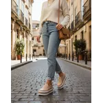 Tênis Feminino Slip On Zíper Sola Alta DK Caramelo 
