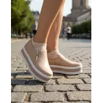 Tênis Feminino Slip On Zíper Sola Alta DK Rosê