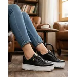 Tênis Casual Flat Amarrar Glitter DK Shoes Off White Couro Legítimo