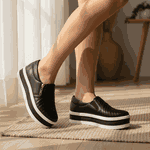 Tênis Dk Shoes Calce Fácil Slip Preto Ziper Sola Alta Confortável