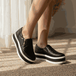 Tênis Dk Shoes Calce Fácil Slip Preto Ziper Sola Alta Confortável