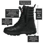 Coturno Militar Bota Tática Zíper Leve Lughato 1907 Pto