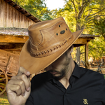 Chapéu Country de Couro Cowboy Rodeio Americano Banana