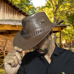 Chapéu Country de Couro Cowboy Rodeio Americano Cacau