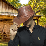 Chapéu Country de Couro Cowboy Rodeio Americano Pinhao