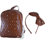 Kit Mochila com Tiara Marrom