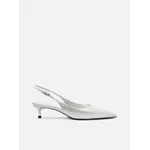 Scarpin Prata Salto Kitten Slingback