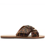 Rasteira Tiras Cruzadas Fivela Couro Elise Animal Print 