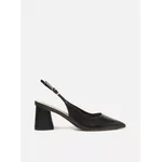 Scarpin Arezzo Preto Couro Bico Fino Slingback