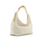 Bolsa Arezzo Branca Hobo Couro Tressê Pequena Silvia Braz