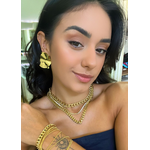 BRINCO CHAPA ONDULADA DUPLA BANHADO A OURO