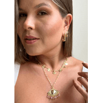 BRINCO ARGOLA RETANGULAR G BANHADO A OURO 