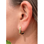 BRINCO ARGOLA RETANGULAR P BANHADO A OURO 