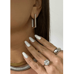 BRINCO ARGOLA RETANGULAR G FINA BANHADO A RODIO BRANCO