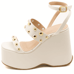 Sandália Feminina Anabela Alta Em Napa Off White 182172