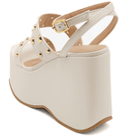 Sandália Feminina Anabela Alta Em Napa Off White 182172
