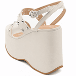 Sandália Feminina Anabela Alta Em Napa Off White 182172