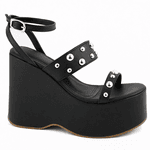 Sandália Feminina Anabela Alta Em Napa Preta 182172