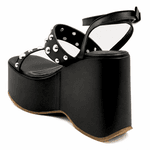 Sandália Feminina Anabela Alta Em Napa Preta 182172