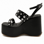 Sandália Feminina Anabela Alta Em Napa Preta 182172