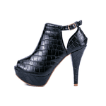 Sandália Feminina Fechada Salto Fino 190200 Craquelê Preto