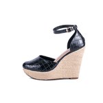 Sandália Feminina Anabela 3009 Craquelê Preto