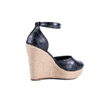 Sandália Feminina Anabela 3009 Craquelê Preto
