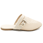 Mule Em Tela Com Fivela 5402 Off White