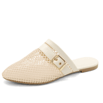 Mule Em Tela Com Fivela 5402 Off White