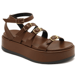 Sandália Feminina Papete Flatform Tira Com Fivela 5302 Floter cacau