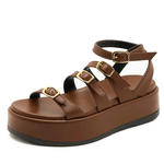 Sandália Feminina Papete Flatform Tira Com Fivela 5302 Floter cacau