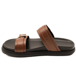 Papete 003 Duas Tiras com Fivela Floter Cacau com Sola Preta