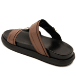 Papete 003 Duas Tiras com Fivela Floter Cacau com Sola Preta