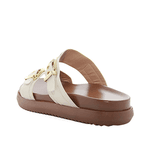 Papete 003 Duas Tiras com Fivela Napa Off White com Sola Natural