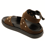 Papete Flat 004 Camurça Marrom Detalhe em Rebite 