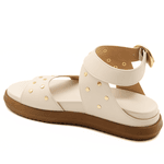 Papete Flat 004 Off White Detalhe em Rebite 