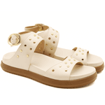 Papete Flat 004 Off White Detalhe em Rebite 