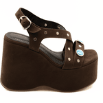 Sandália 182173 Camurça Marrom com Pedra Azul