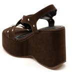 Sandália 182173 Camurça Marrom com Pedra Azul