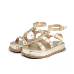 Papete Feminina Flat Plataforma Ouro Light