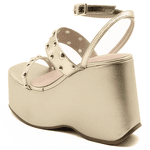 Sandália Feminina Anabela Alta Em Napa Ouro Light 182172