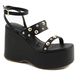 Sandália Feminina Anabela Alta Em Napa Preta 182172