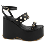 Sandália Feminina Anabela Alta Em Napa Preta 182172