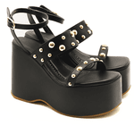 Sandália Feminina Anabela Alta Em Napa Preta 182172