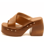 Sandália Feminina Meia Pata Alta Em Napa Caramelo 183182