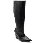 Bota Cano Alto Em Floter Preto Salto Cunho 500