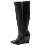 Bota Cano Alto Em Floter Preto Salto Cunho 500