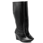 Bota Cano Alto Em Floter Preto Salto Cunho 500