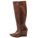 Bota Cano Alto Em Floter Cacau Salto Cunho 500