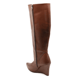 Bota Cano Alto Em Floter Cacau Salto Cunho 500